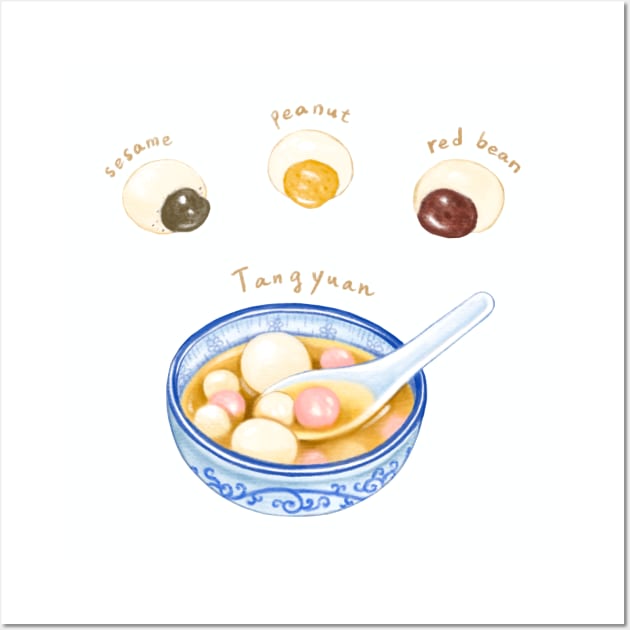 Taiwanese Food Illustration - Tangyuan (Glutinous Rice Ball) 台灣食物插畫 - 湯圓 (元宵) Wall Art by Rose Chiu Food Illustration